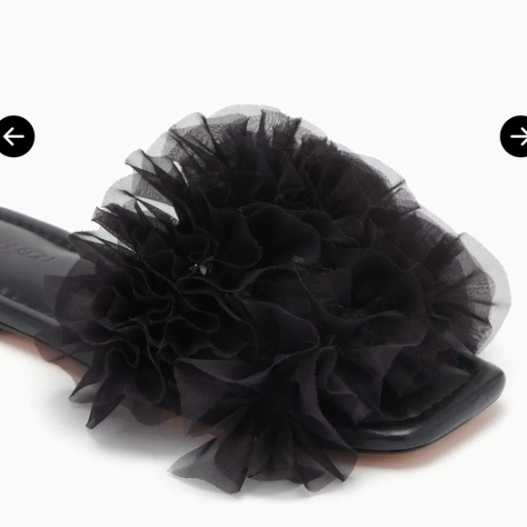 ULLA JOHNSON BNIB Helia Slide Ruffle Tulle Slides in Black Size 37.5 - Picture 4 of 4